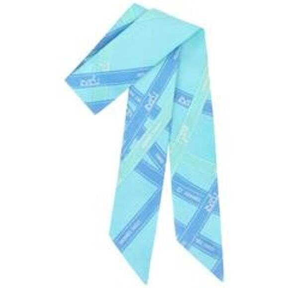 Hermes Twilly Turquoise Bolduc Ribbon Print Silk Skinny Scarf Neck Tie - OS - Picture 1 of 5